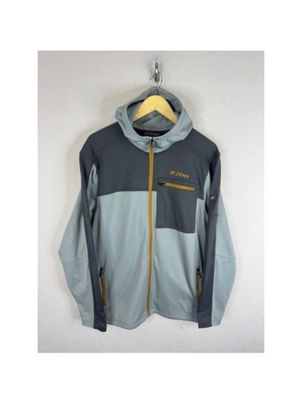 Klim Glacier Hoodie Mens Large Grey Charcoal Full Zip Technical Fleece Jacket